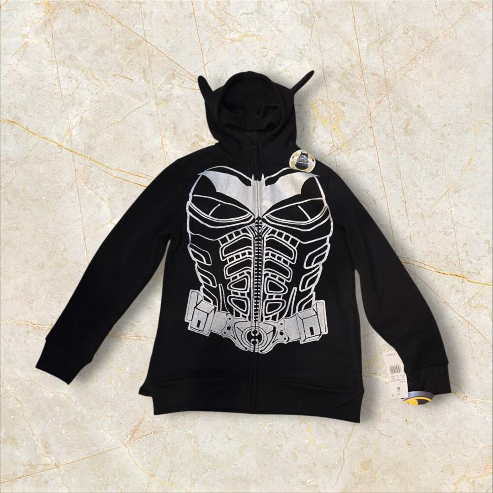 Batman Black‎ Full Zip Hoodie With Mask And Detachable Cape Boys Size Medium NWT